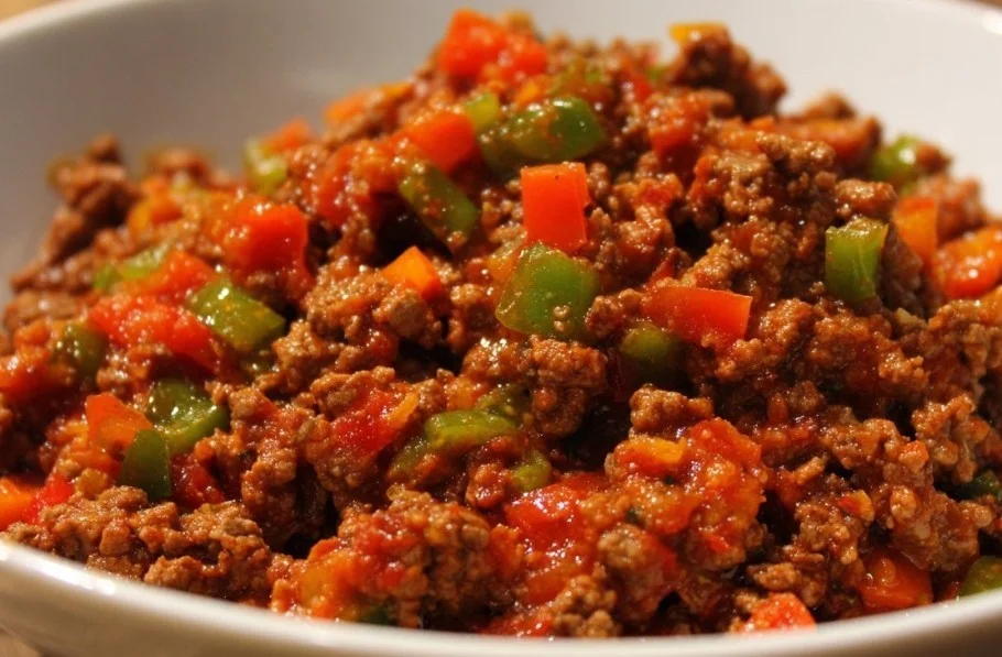 Healthy ground beef served with vegetables on a plate