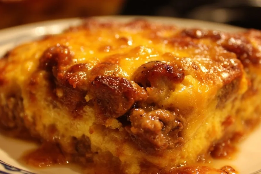 Delicious Hobo Casserole baked with potatoes, ground beef, and veggies