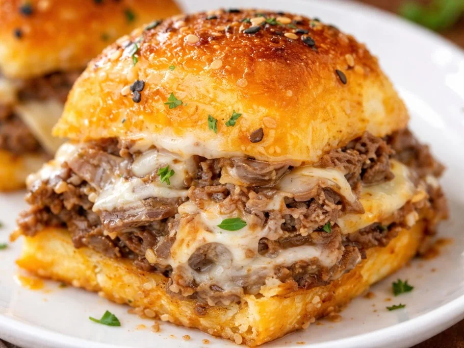 Savory roast beef sandwich with fresh toppings on a crusty roll