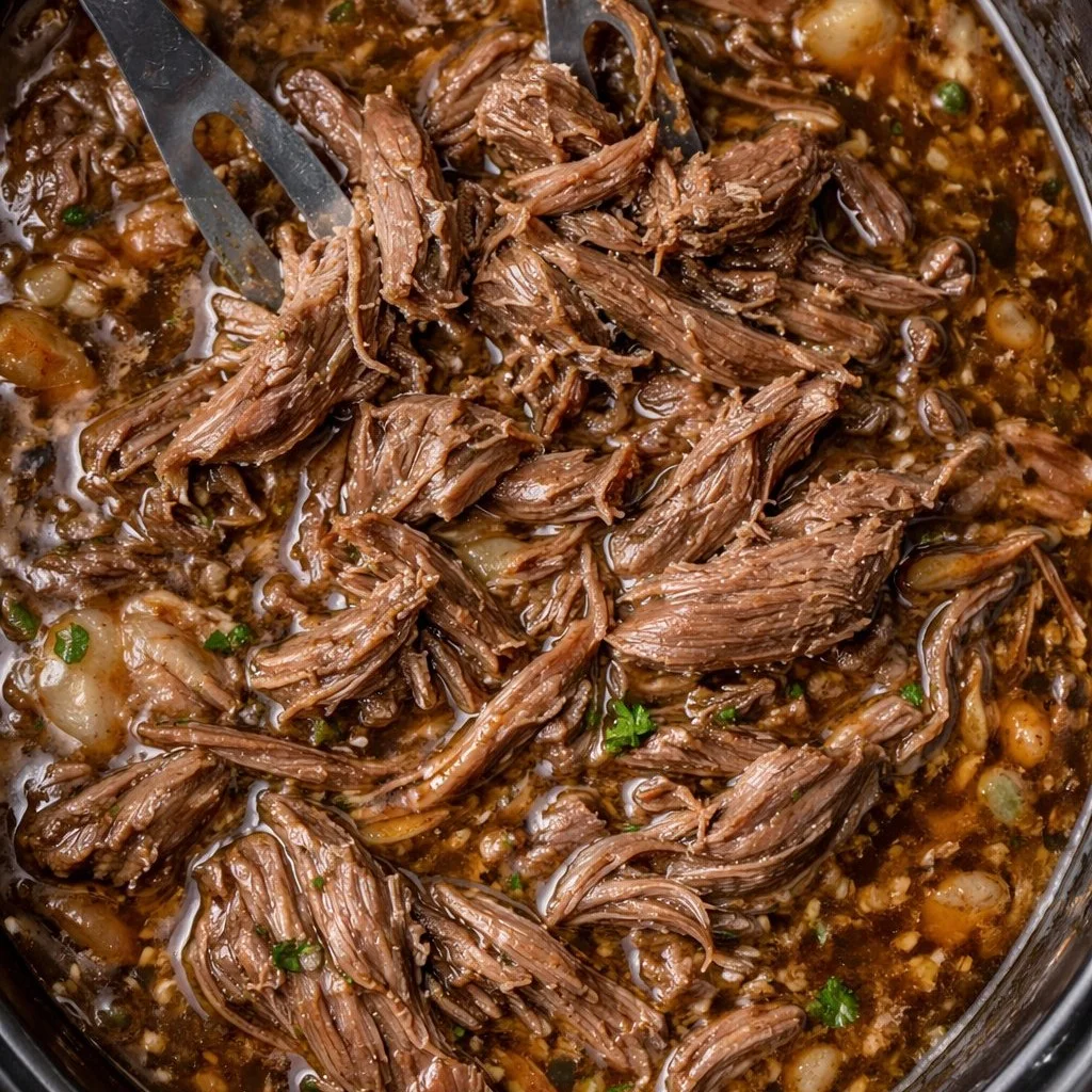 Delicious shredded beef served in a savory dish