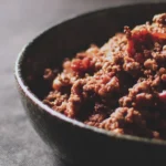 Delicious simple ground beef dish served with vegetables