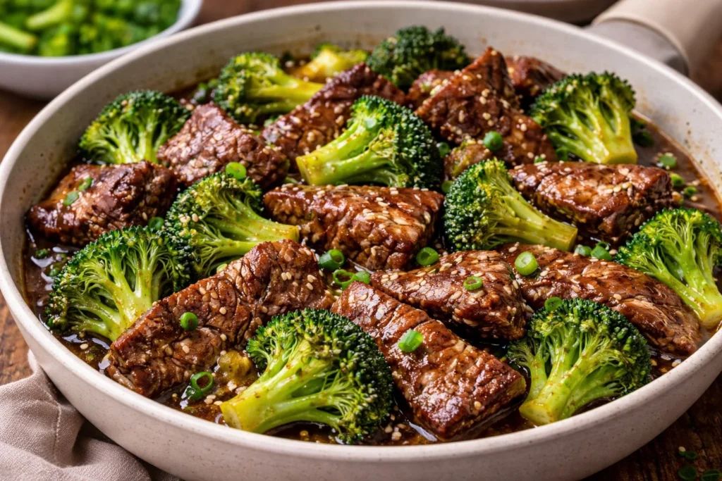 Slow cooker beef and broccoli recipe with tender beef and fresh vegetables
