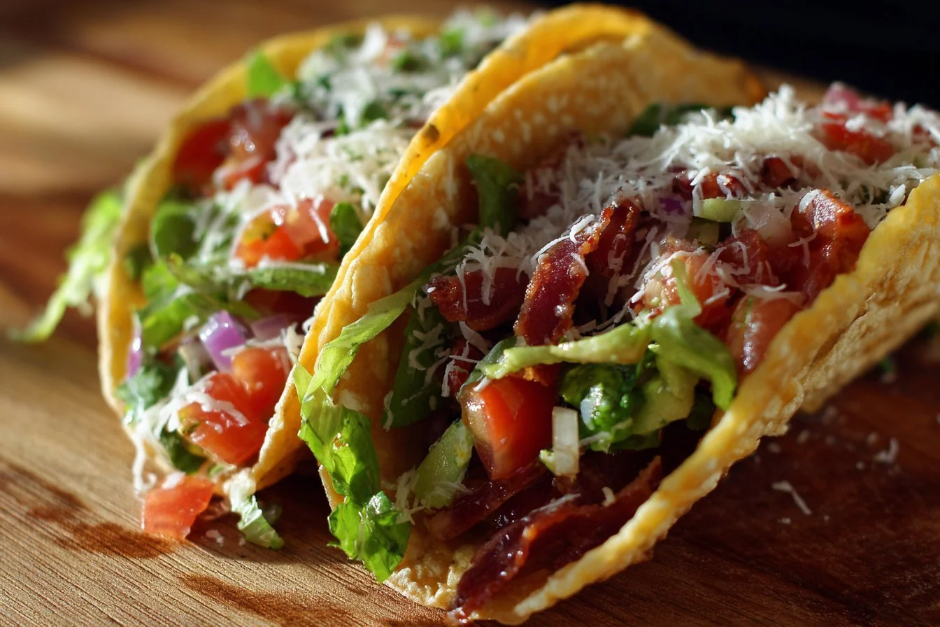 Delicious homemade taco with fresh ingredients and vibrant toppings