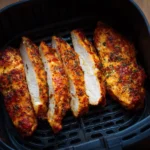 Air fryer chicken breast cooked to perfection with seasoning