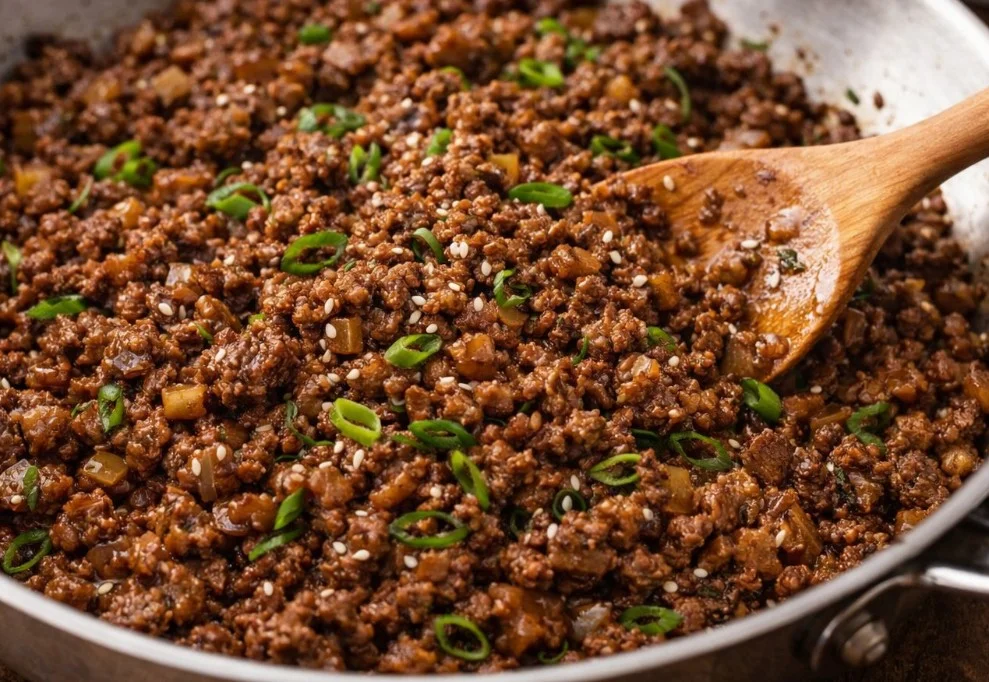 Savory Asian Beef stir-fry served with colorful vegetables and rice