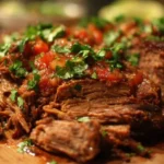 Deliciously grilled barbecue beef served on a platter with fresh sides.