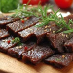 Delicious BBQ beef being grilled with smoky flavors and juicy texture.