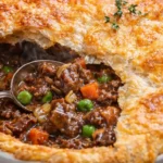 Delicious homemade beef pot pie with flaky crust and savory filling