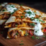 Delicious Beef Quesadilla with melted cheese and fresh ingredients