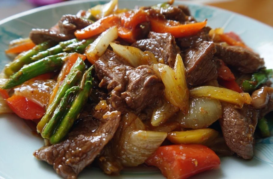 Delicious beef stir fry with colorful vegetables and savory sauce