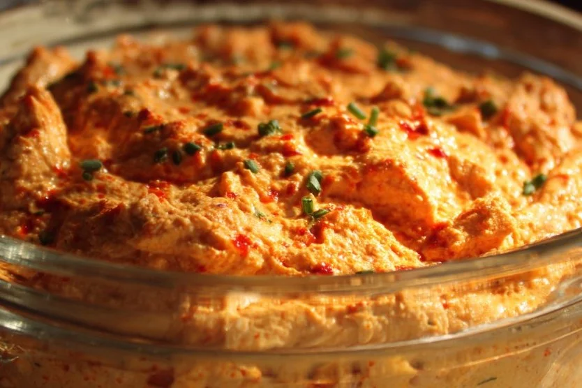 Delicious Buffalo Chicken Dip served with tortilla chips
