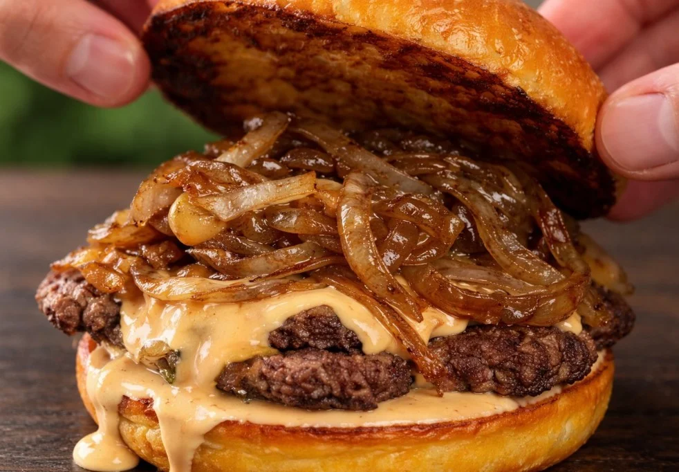 Homemade burger patty cooking on a grill for delicious meals