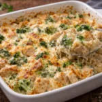 Creamy Chicken Broccoli Alfredo pasta with chicken and fresh broccoli