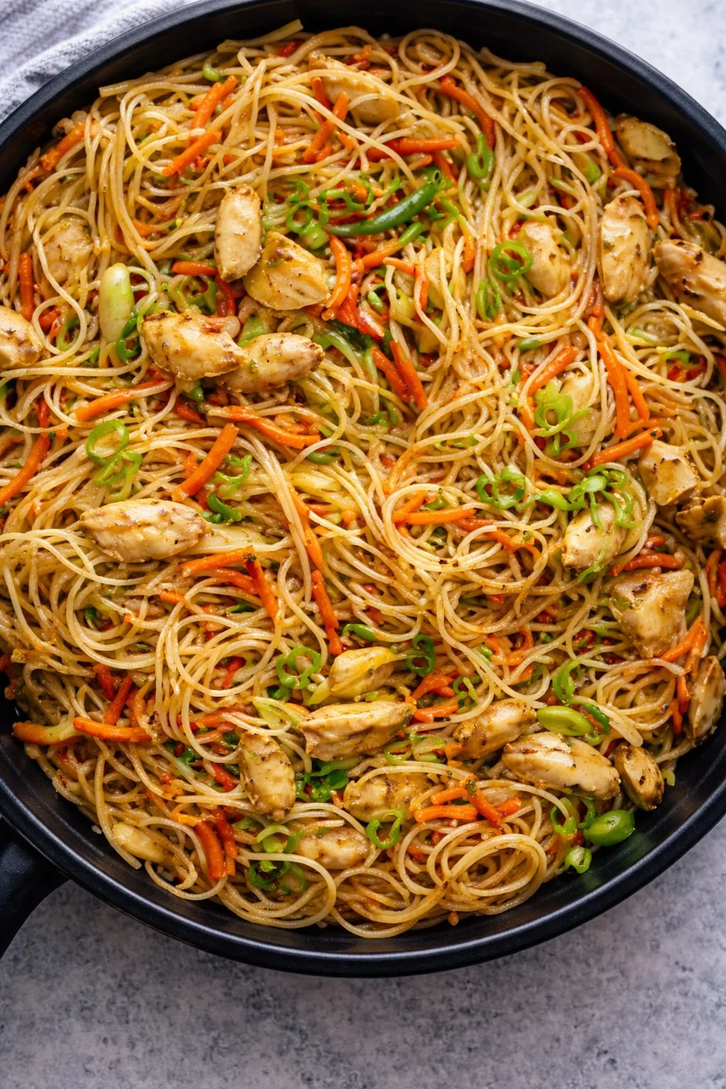 Delicious Chicken Chow Mein with vegetables and noodles served in a bowl