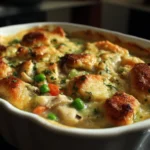 Delicious Chicken Cobbler Casserole with tender chicken and savory toppings