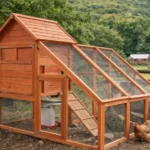 Spacious chicken coop run with happy hens for backyard farming.