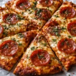 Delicious Chicken Crust Pizza topped with fresh ingredients