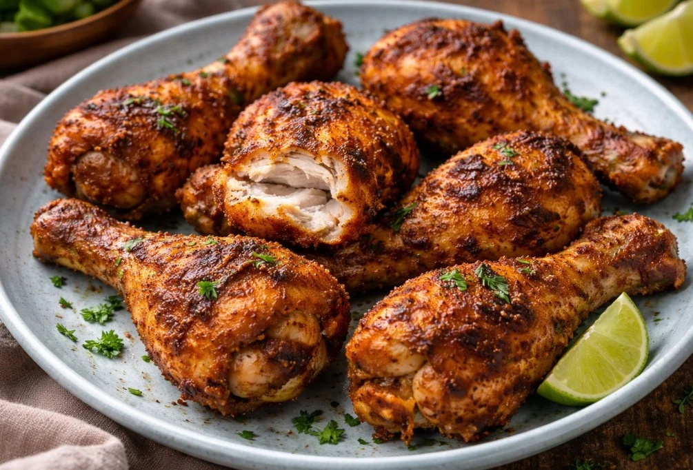 Juicy chicken drumsticks seasoned and roasted to perfection.