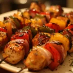 Grilled Chicken Kabobs with colorful vegetables and spices