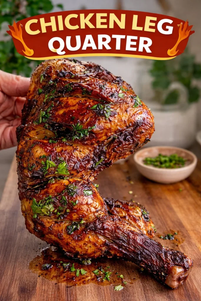 Juicy chicken leg quarters ready for cooking and serving