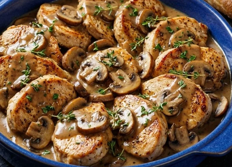 Delicious Chicken Mushroom dish served in a bowl