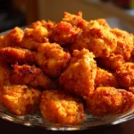 Crispy Chicken Popcorn served on a plate with dipping sauce