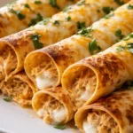 Delicious Chicken Taquitos served with salsa and fresh toppings