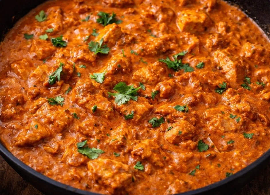 Delicious Chicken Tikka served with fresh herbs and spices