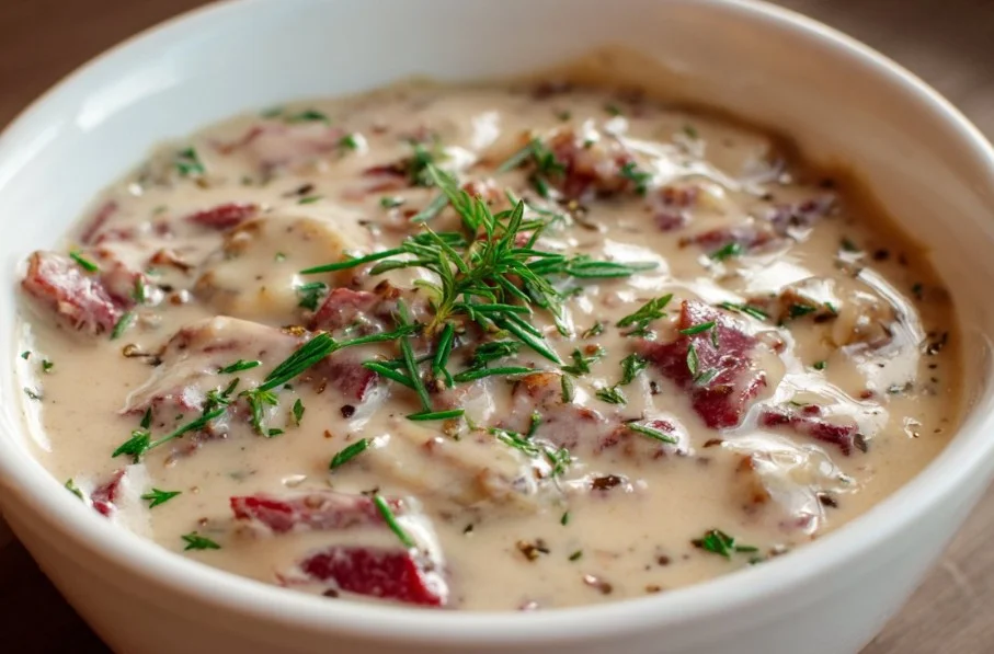 Delicious chipped beef gravy served over toast for a hearty meal