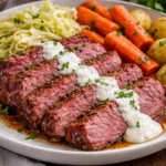 Delicious corned beef and cabbage served on a plate