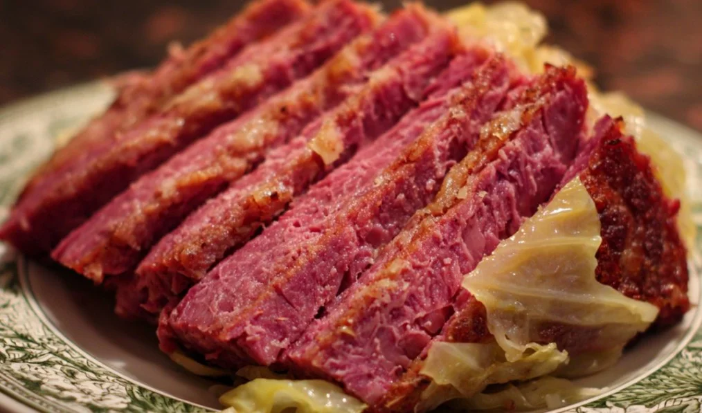 Delicious corned beef and cabbage served on a plate