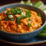 Delicious Cottage Cheese Buffalo Chicken Dip served with chips