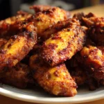 Crispy baked chicken wings served with dipping sauce