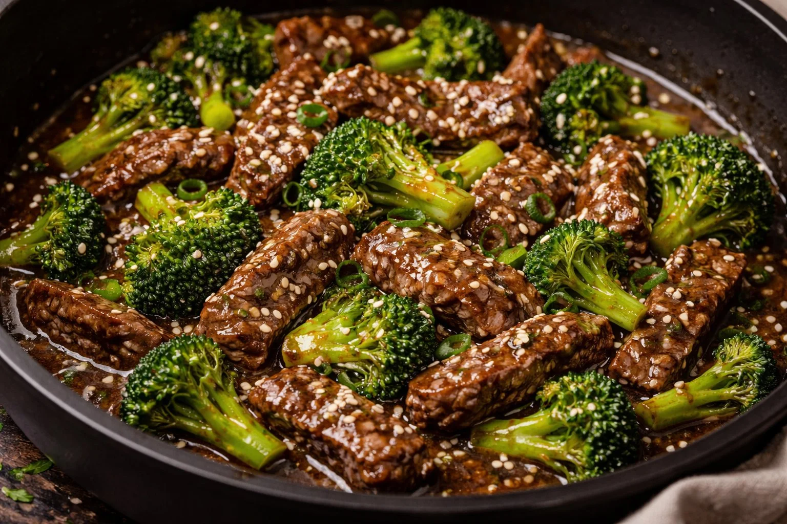 Crock Pot Beef and Broccoli served with rice on a plate