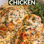 Delicious Crockpot Marry Me Chicken served with creamy sauce and herbs
