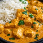 A plate of flavorful Curry Chicken garnished with herbs and spices