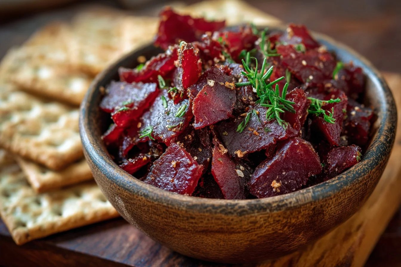 Delicious and creamy dried beef dip served with crackers