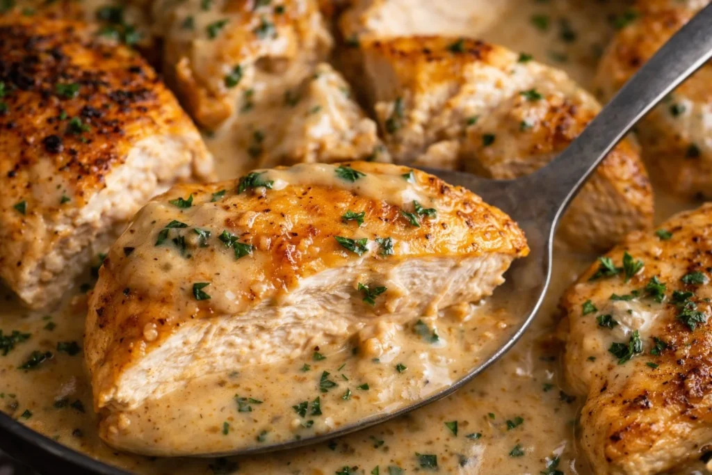 Delicious easy Crockpot chicken recipe prepared in a slow cooker