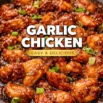 Delicious Garlic Chicken served with herbs and spices