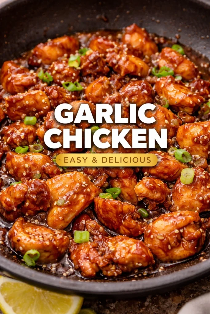 Delicious Garlic Chicken served with herbs and spices