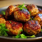 Delicious homemade ground chicken meatballs on a plate