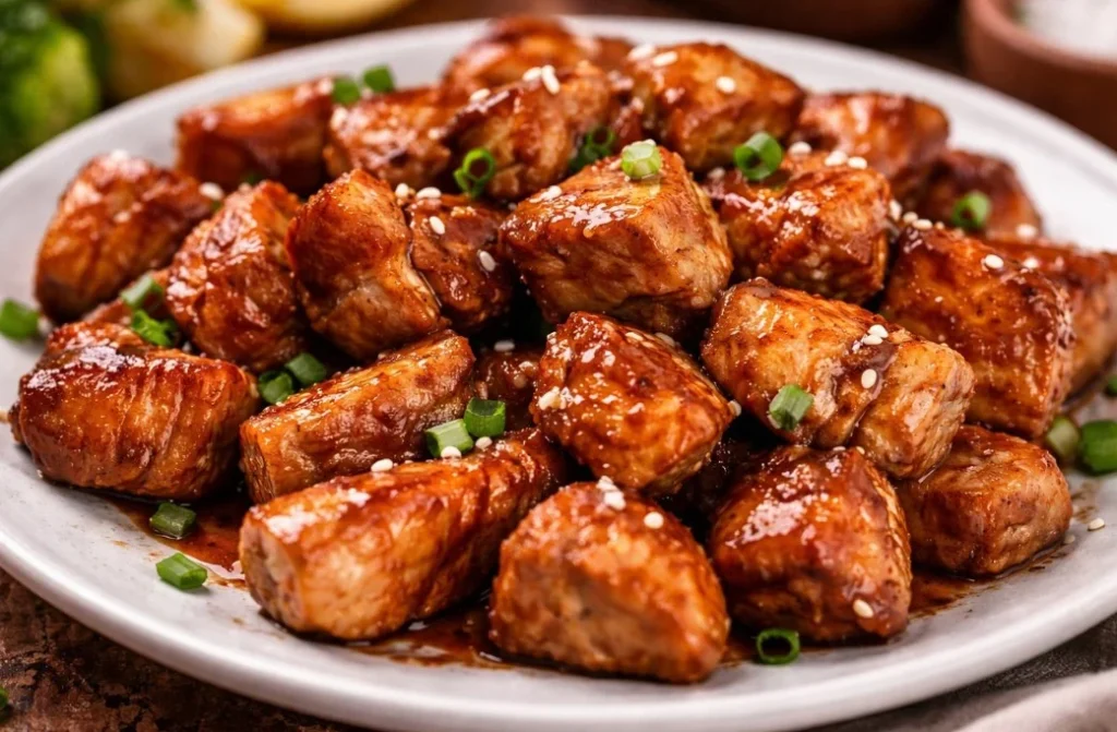 Delicious Hibachi Chicken served with vegetables on a sizzling plate