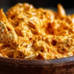 High Protein Buffalo Chicken Dip served with tortilla chips