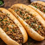 Delicious hot beef sandwiches with tender beef on fresh bread
