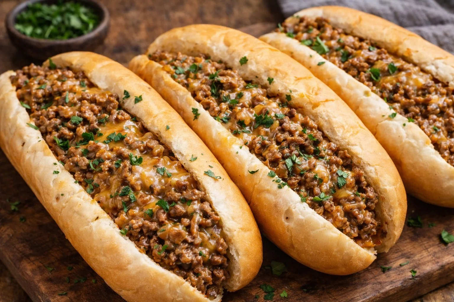 Delicious hot beef sandwiches with tender beef on fresh bread