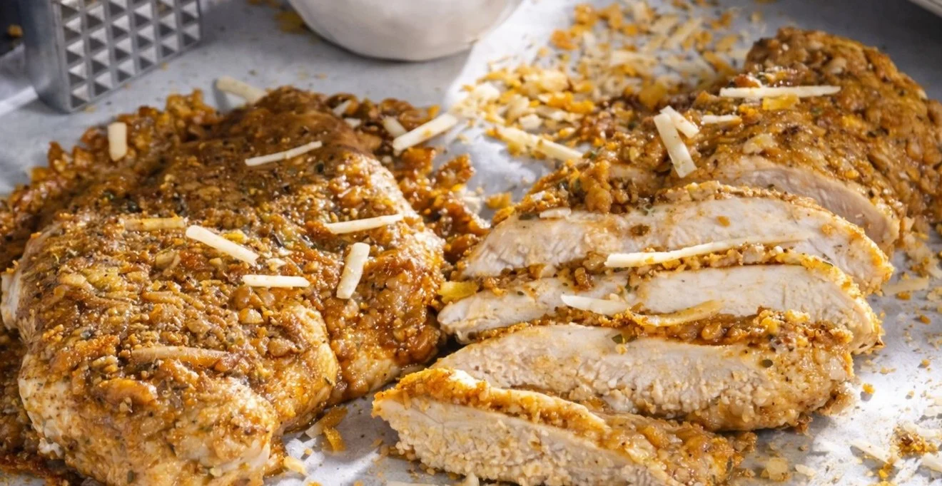 Healthy low carb chicken recipe served on a plate with fresh vegetables