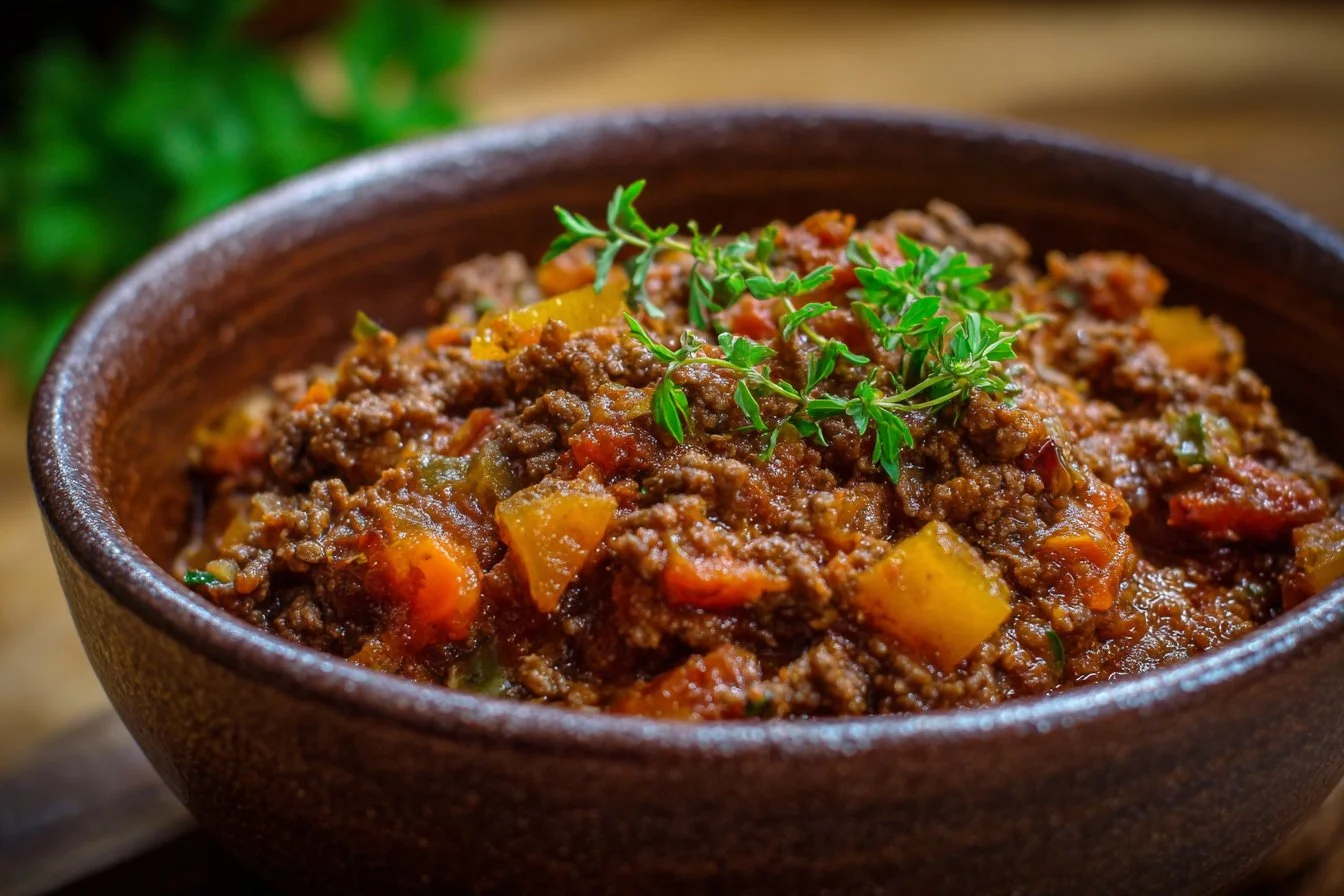 Delicious low carb ground beef recipe with fresh ingredients
