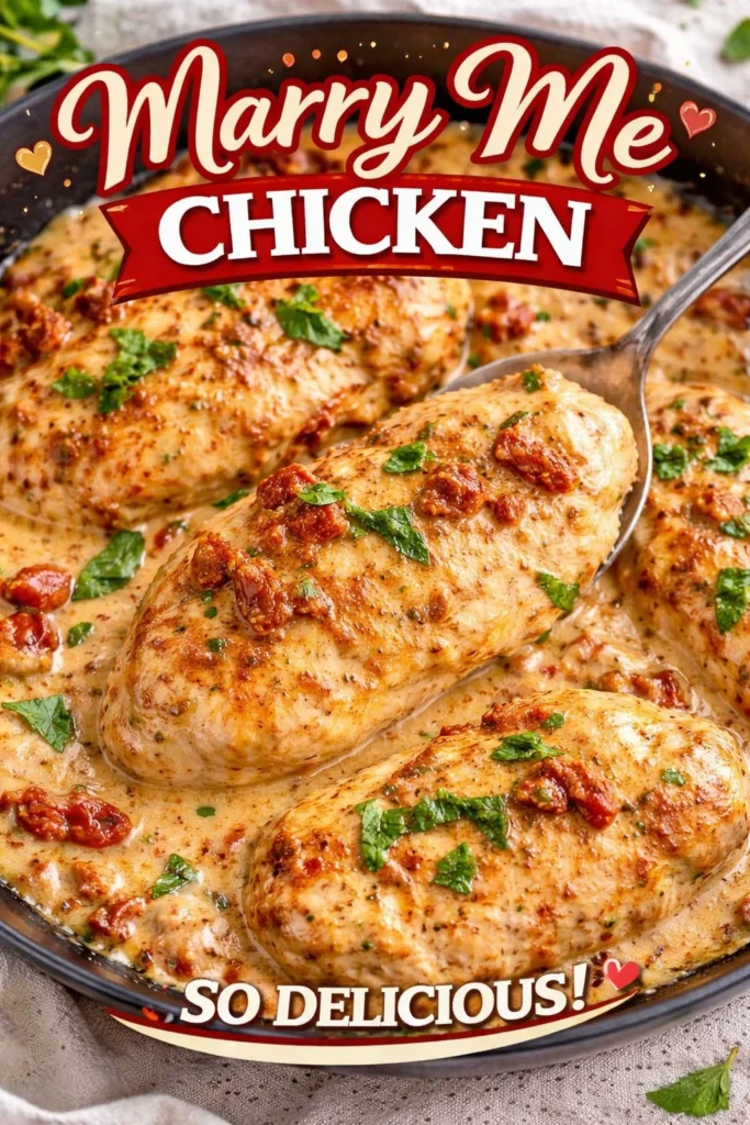 Delicious Merry Me Chicken recipe served with fresh herbs and spices