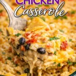 Delicious Mexican Chicken Casserole with cheese and toppings