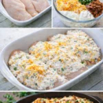 Delicious Million Dollar Chicken Casserole topped with cheese and herbs